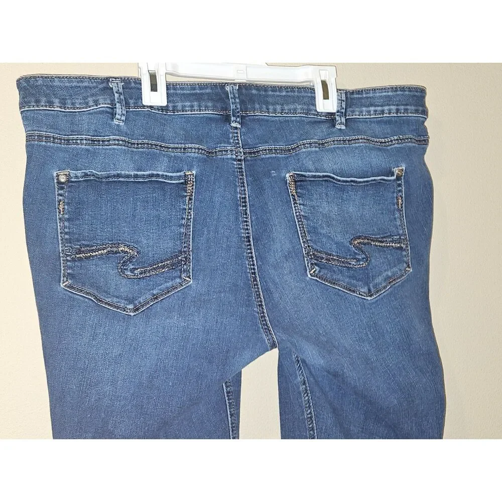 Silver Jeans Co Suki Skinny Crop Blue Jeans Women's Plus Size 20 W43969SSX404
